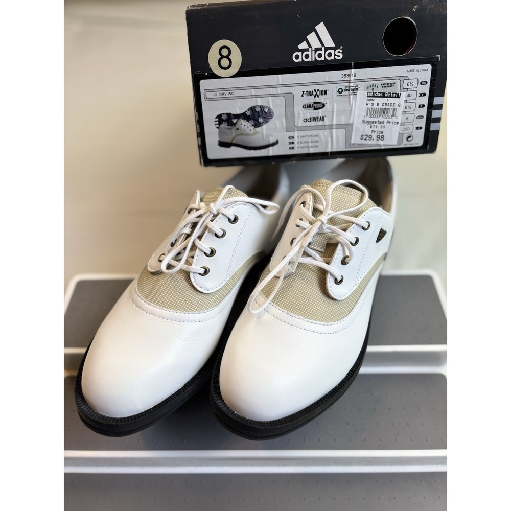 Adidas Z-Traxion Climaproof Adiwear White/Bone Size 8 Womens Golf‎ Shoes New
